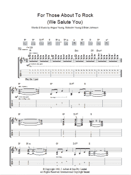 page one of For Those About To Rock (We Salute You) (Guitar Tab)