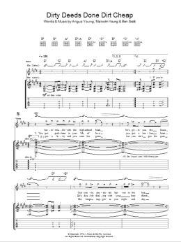 page one of Dirty Deeds Done Dirt Cheap (Guitar Tab)