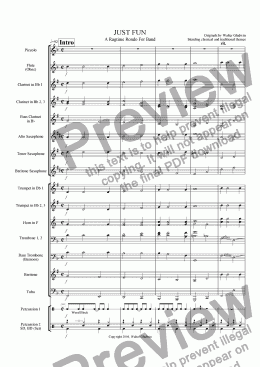 page one of Just Fun: A Ragtime Rondo For Band