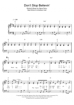 page one of Don't Stop Believin' (Easy Piano)