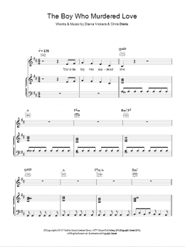 page one of The Boy Who Murdered Love (Piano, Vocal & Guitar Chords)