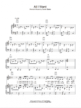 page one of All I Want (Piano, Vocal & Guitar Chords)