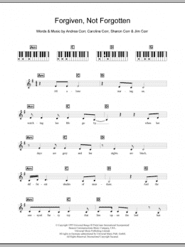 page one of Forgiven, Not Forgotten (Piano Chords/Lyrics)