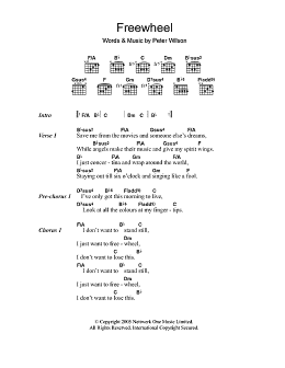 page one of Freewheel (Guitar Chords/Lyrics)