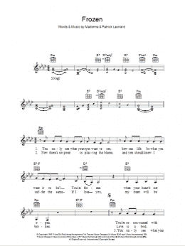 page one of Frozen (Lead Sheet / Fake Book)