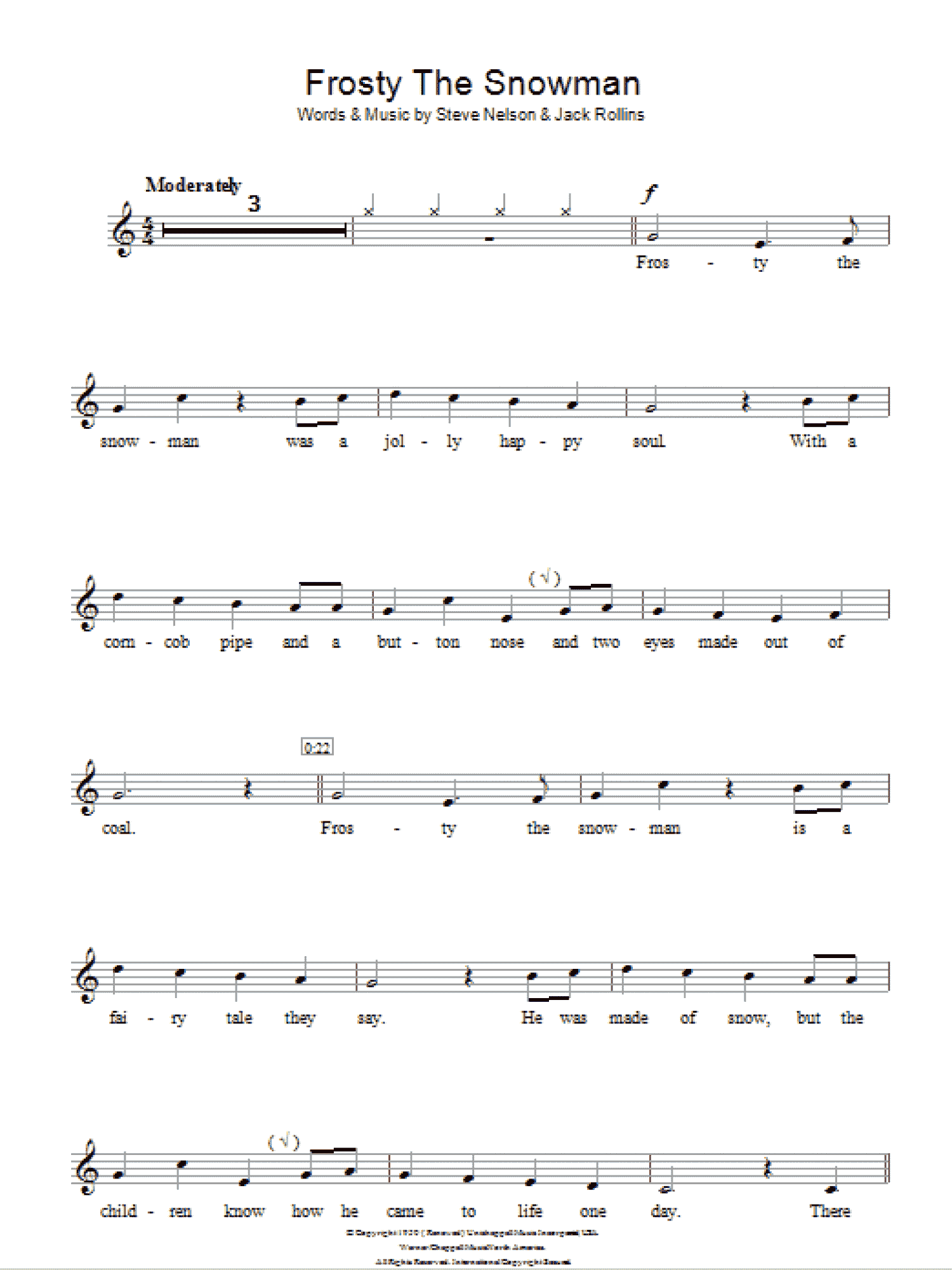 Frosty The Snow Man (Lead Sheet / Fake Book)