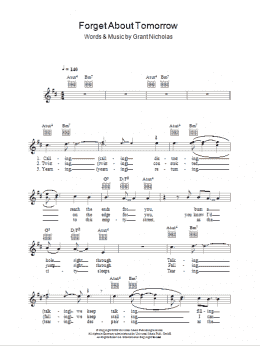 page one of Forget About Tomorrow (Lead Sheet / Fake Book)