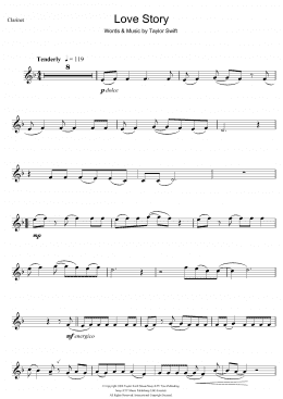 page one of Love Story (Clarinet Solo)