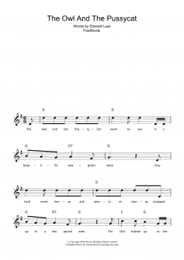 page one of The Owl And The Pussycat (Lead Sheet / Fake Book)