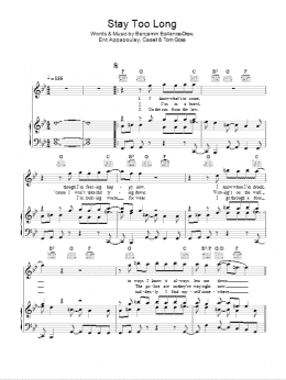 page one of Stay Too Long (Piano, Vocal & Guitar Chords)