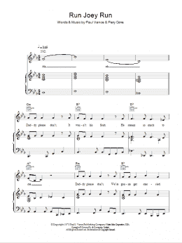 page one of Run Joey Run (Piano, Vocal & Guitar Chords)