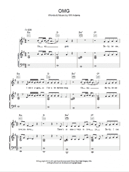 page one of OMG (Piano, Vocal & Guitar Chords)