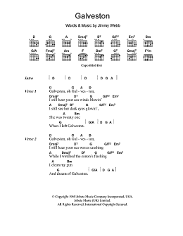 page one of Galveston (Guitar Chords/Lyrics)