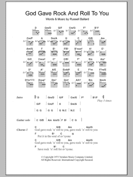 page one of God Gave Rock And Roll To You (Guitar Chords/Lyrics)