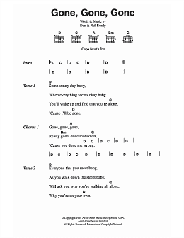 page one of Gone, Gone, Gone (Done Moved On) (Guitar Chords/Lyrics)