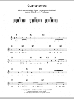 page one of Guantanamera (Piano Chords/Lyrics)