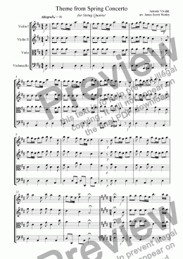 page one of Spring Concerto for String Quartet