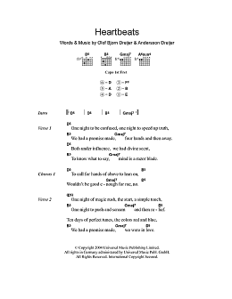page one of Heartbeats (Guitar Chords/Lyrics)