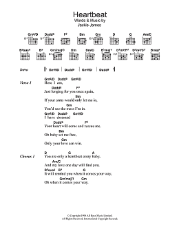 page one of Heartbeat (Guitar Chords/Lyrics)