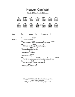 page one of Heaven Can Wait (Guitar Chords/Lyrics)