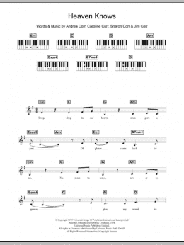 page one of Heaven Knows (Piano Chords/Lyrics)