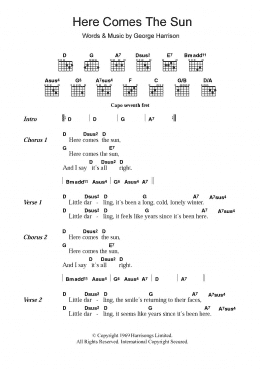 page one of Here Comes The Sun (Guitar Chords/Lyrics)