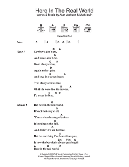 page one of Here In The Real World (Guitar Chords/Lyrics)