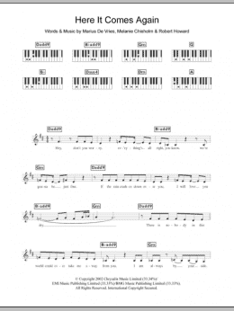 page one of Here It Comes Again (Piano Chords/Lyrics)