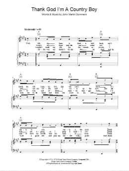 page one of Thank God I'm A Country Boy (Piano, Vocal & Guitar Chords)
