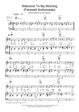 page one of Welcome To My Morning (Farewell Andromeda) (Piano, Vocal & Guitar Chords)