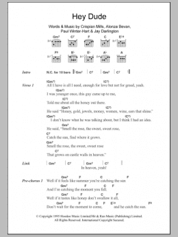 page one of Hey Dude (Guitar Chords/Lyrics)