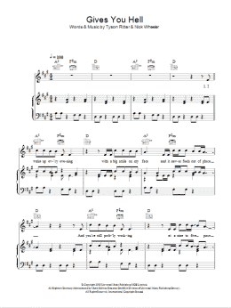 page one of Gives You Hell (Piano, Vocal & Guitar Chords)