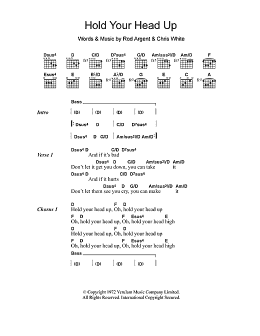 page one of Hold Your Head Up (Guitar Chords/Lyrics)