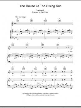 page one of The House Of The Rising Sun (Piano, Vocal & Guitar Chords (Right-Hand Melody))