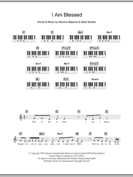 page one of I Am Blessed (Piano Chords/Lyrics)