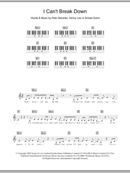 page one of I Can't Break Down (Piano Chords/Lyrics)