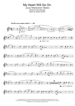 page one of My Heart Will Go On (Love Theme from Titanic) (Alto Sax Solo)