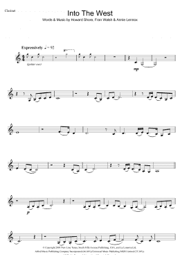page one of Into The West (from The Lord Of The Rings: The Return Of The King) (Clarinet Solo)