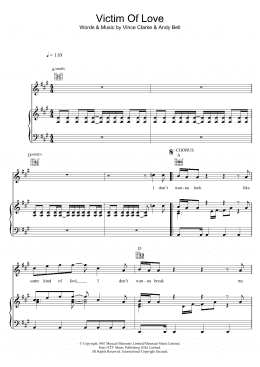 page one of Victim Of Love (Piano, Vocal & Guitar Chords)