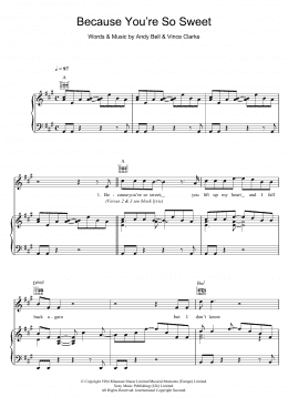 page one of Because You're So Sweet (Piano, Vocal & Guitar Chords)