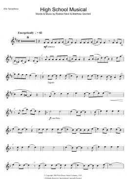page one of High School Musical (from Walt Disney Pictures' High School Musical 3: Senior Year) (Alto Sax Solo)