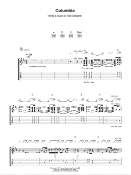 page one of Columbia (Guitar Tab)