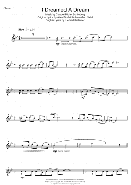 page one of I Dreamed A Dream (from Les Miserables) (Clarinet Solo)