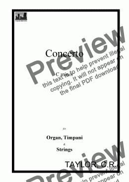 page one of Concerto in C minor for Organ, Timpani and Strings