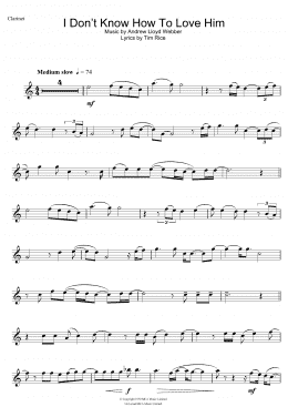 page one of I Don't Know How To Love Him (from Jesus Christ Superstar) (Clarinet Solo)