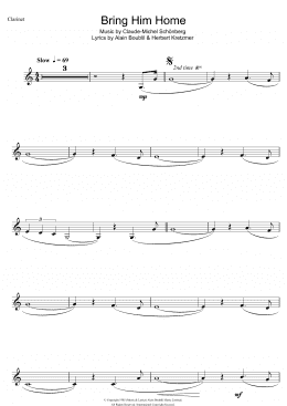 page one of Bring Him Home (from Les Miserables) (Clarinet Solo)