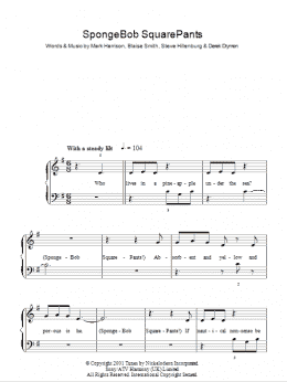 page one of SpongeBob SquarePants Theme Song (5-Finger Piano)