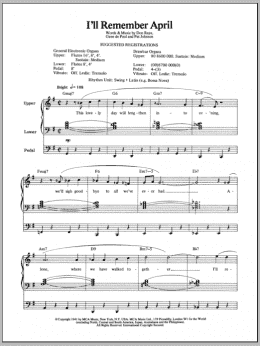 page one of I'll Remember April (Organ)