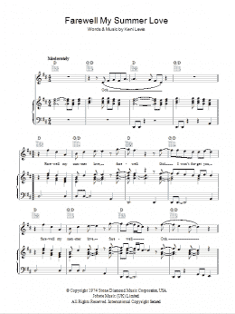 page one of Farewell My Summer Love (Piano, Vocal & Guitar Chords)