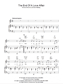 page one of The End Of A Love Affair (Piano, Vocal & Guitar Chords)